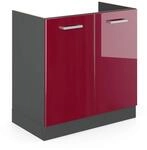 Vicco Sp&uuml;lenunterschrank R-Line, Rot Hochglanz, 80 cm ohne Arbeitsplatte, zur freien