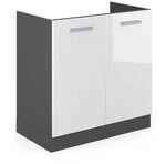Vicco Sp&uuml;lenunterschrank R-Line, Wei&szlig; Hochglanz, 80 cm ohne Arbeitsplatte, zur