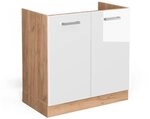 Vicco Sp&uuml;lenunterschrank R-Line, Wei&szlig; Hochglanz, 80 cm ohne Arbeitsplatte, zur