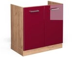 Vicco Sp&uuml;lenunterschrank R-Line, Rot Hochglanz, 80 cm ohne Arbeitsplatte, zur freien