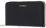 Coccinelle Leder Geldb&ouml;rse Metallic Soft Wallet Grained Leather Noir schwarz