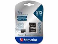 Verbatim Pro U3 512GB microSDXC Speicherkarte, schwarz, Class 10, UHS-I (U3)