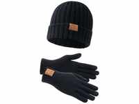 Lonsdale DEAZLEY Unisex Mütze und Handschuh Set, Black, S/M