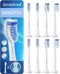 8er demirdental Ersatzb&uuml;rsten passend f&uuml;r Philips Sonicare, Sensitive, Wei&szlig; 