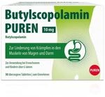 Butylscopolamin PUREN 10 mg 50 &uuml;berzogene Tabletten bei Bauchkr&auml;mpfen -