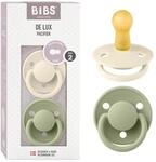 BIBS De Lux Schnuller, 6-18 Monate, 2er-Pack, Runder Sauger, Ivory/Sage 