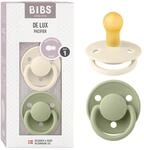 BIBS De Lux Schnuller, 0-6 Monate, 2er-Pack, Runder Sauger, Ivory/Sage 