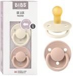 BIBS De Lux Schnuller, 0-6 Monate, 2er-Pack, Runder Sauger, Ivory/Blush 