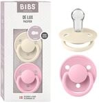 BIBS De Lux Schnuller, 0+ Monate, 2er-Pack, Ivory/Baby Pink | Runder Sauger | Silikon