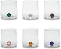 Zafferano Bilia Glasbecher - Handgemachtes Borosilikatglas, Verziert mit bunter,