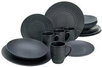 CreaTable, 20538, Serie Lava Stone black, 16-teiliges Geschirrset, Kombiservice...