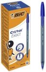 BIC Cristal Exact Kugelschreiber mit d&uuml;nner Spitze (0,7 mm) &ndash; Blau, 20er Box