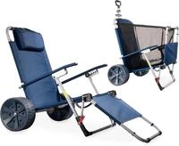 CampAir 2-in-1 Faltbarer Handwagen und Strandliege mit Rollen, blau