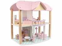 Puppenhaus Sandy komplett möbliert Puppenstube 2 Etagen Miniaturhaus Holz mit
