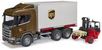 bruder 03582 - Scania Super 560R UPS Logistik LKW mit Mitnahmestapler - 1:16