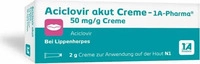 PZN-DE 01664245, ACICLOVIR akut Creme-1A Pharma 2 g, Grundpreis: &euro; 715,- /...