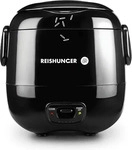 Reishunger Mini Reiskocher (0,3 l) | Schwarz | Elektrischer Reiskocher f&uuml;r 1-2