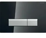 Geberit Sigma40 BetPl., f&uuml;r 2-Mengen-Sp. (2011-2023) Glas schwarz / alu. geb&uuml;.