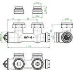 OVENTROP-Anschlussarmatur Multiblock T" 1/2"AG x 3/4"AG, 1-u.2-Rohr,Messing,...