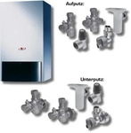 Wolf Paket Heizwerttherme CGU-2-10 Erdgas E, RM-2, Anschluss-Set Unterputz
