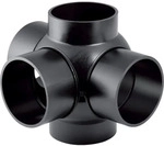 Geberit PE Kugelabzweig 88,5Gr dreifach Anschl&uuml;sse 90Gr versetzt d125/110