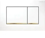 Geberit Sigma20 BetPl., eckig, 2-Mengen-Sp. wei&szlig; gl&auml;nzend / goldfarben gl&auml;nzend
