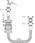 Hansgrohe Brausenhalter mit Schlauch 2000mm chrom f&uuml;r Wannenrand