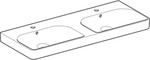 Geberit Smyle Doppelwaschtisch, eckig 120x48cm, m. Hl., m.&Uuml;l., wei&szlig;
