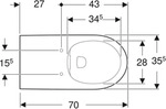 Geberit Renova Comfort Wand-WC Tiefsp&uuml;ler Rimfree, Ausld. 70cm, wei&szlig;