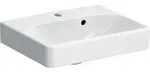 Geberit Smyle Handwaschbecken, eckig, 45x36cm asym., m. Hl., m. &Uuml;l., wei&szlig;