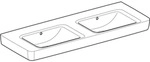 Geberit Renova Plan Doppelwaschtisch 130x48cm o. Hl., m. &Uuml;l., wei&szlig;, KeraTect