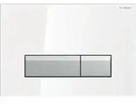Geberit Sigma40 BetPl., f&uuml;r 2-Mengen-Sp. (2011-2023) Glas wei&szlig; / alu. geb&uuml;.