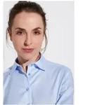 Eterna Bluse Twill Blickdicht Tailliert D708 5008 Gr. 46 blau