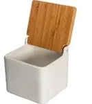 R-226636185 Salzmetze Porzellan mit Holzdeckel