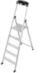 Krause Stehleiter Solido Alu 5 Stufen mit Eimerhaken und Ablage