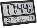 TFA Digital Funk-Wanduhr mit Hygrometer ohne Batterie schwarz