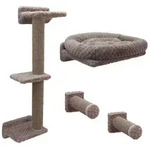 Kletterwand Monte Alpi f&uuml;r Katzen, 4-teilig - Katzenkletterwand mit Katzenbett und
