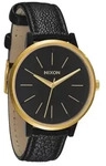 The Kensington Leather Black/Raw Gold Damenuhr