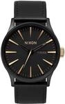 The Sentry Leather Matte Black/Gold Herrenuhr
