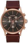 The Sentry Chrono Leather Rose Gold / Gunmetal / Brown