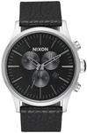 The Sentry Chrono Leather Black / Gunmetal / Black