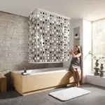 Kleine Wolke Eckduschrollo-Komplettset f&uuml;r Badewanne Grau 138 x 240 cm und 62 x 240