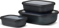 Mepal B.V Mepal Vorratsdosen Set Cirqula Nordic Black rechteckig flach BPA frei
