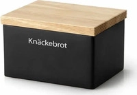 Continenta Vorratsdose Keramik schwarz Braun modern mit Holzdeckel 17 x 13,5 x 11 cm