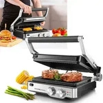 2in1 Premium Tisch- und Kontaktgrill, Edelstahl, Temperaturregler und Kurzzeitmesser,