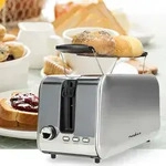 Nedis NedisModerner Langschlitz Toaster f&uuml;r 4 Toastbrote, Auftau- und