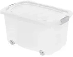 Aufbewahrungsbox mit Clip-Deckel und Rollen - 45 L Transparent - Polypropylen