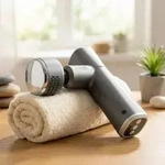 Hand-Massagepistole, W&auml;rme- & K&auml;ltefunktion, mit 5 Massagek&ouml;pfen, USB-C, Massage
