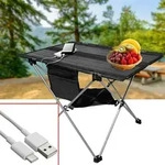 Technaxx TechnaxxFaltbarer Solar-Campingtisch (20W): USB-A & USB-C Anschl&uuml;sse,