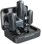 Kabelloses Influencer-Mikrofon-Set: 2 Mini-Mikrofone, schwarz, mit